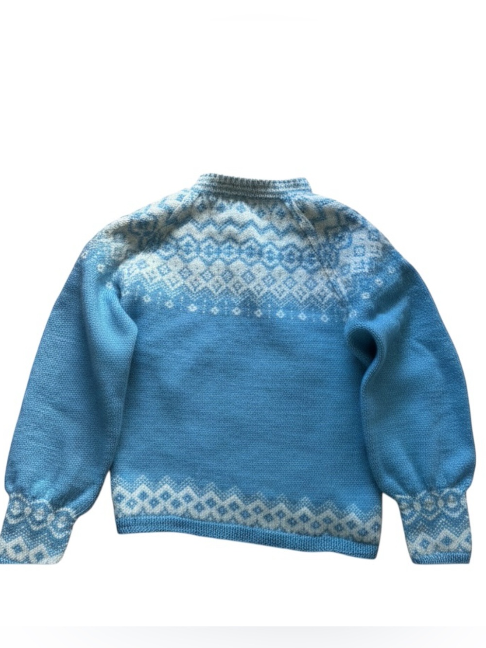 Vintage Wool Sweater Dale of Norway Sundt Bergen Blue Fair Isle Wool Cardigan - Picture 3 of 9